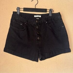 Billabong Black Jean Shorts Relaxed Fit Raw-Edged